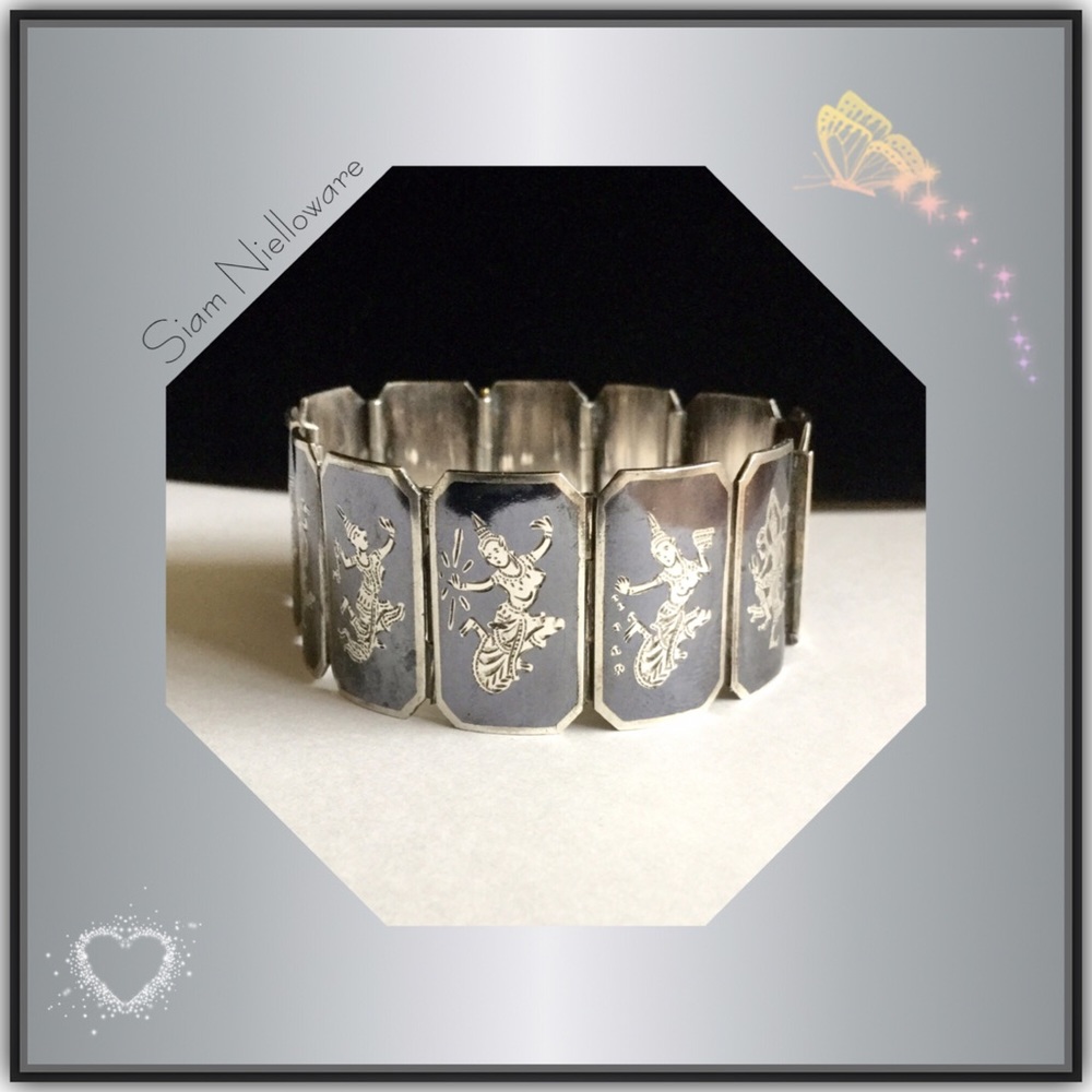 VINTAGE Sterling Siam Silver Nielloware Bracelet